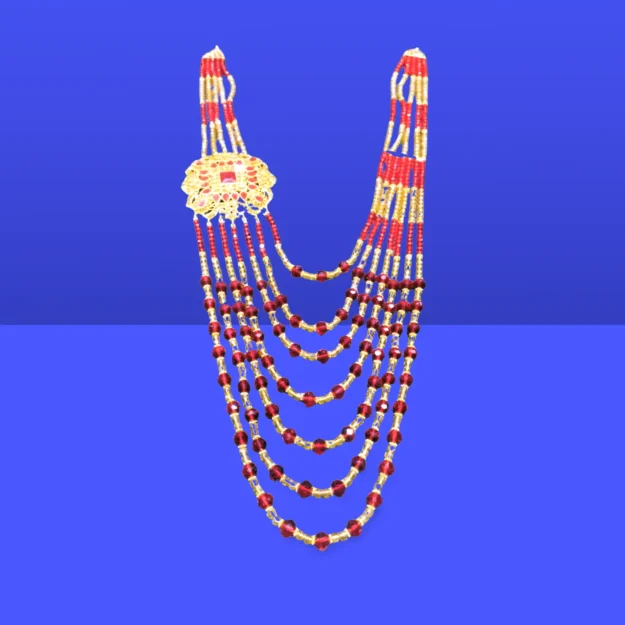 Single Brooch Mala Set Red